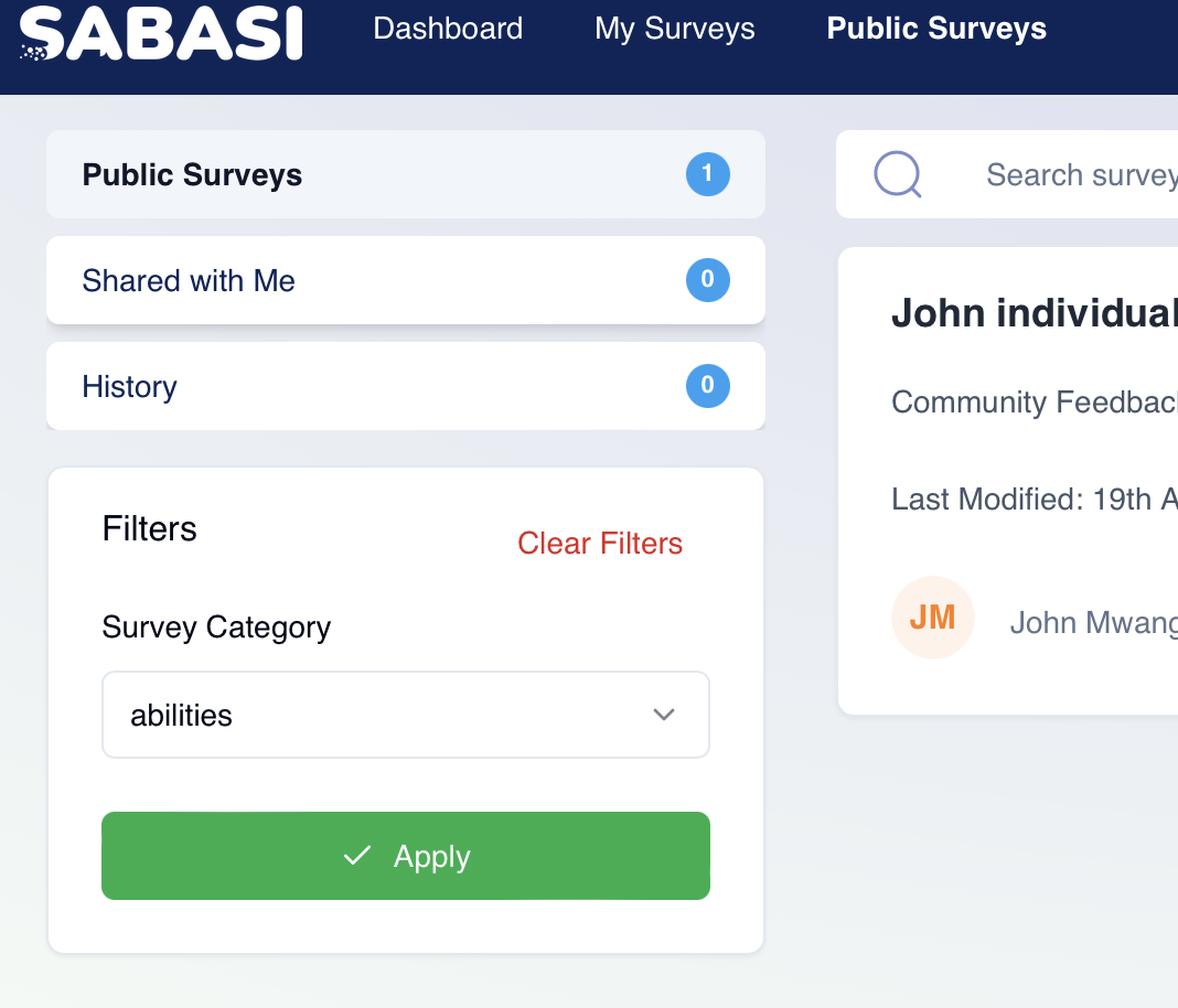 Explore public surveys