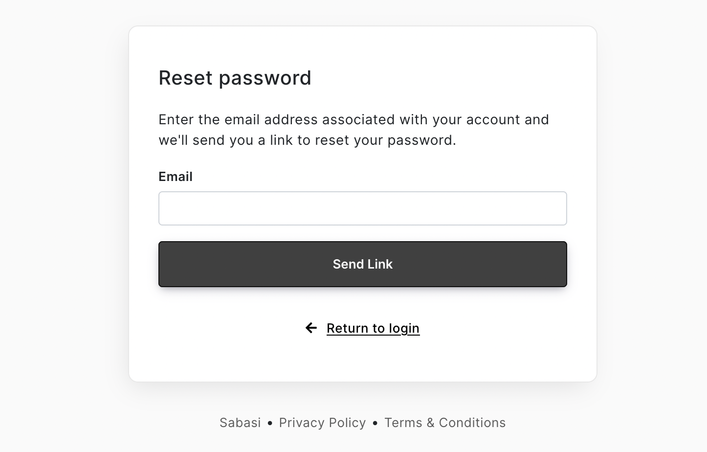 Recovering a Forgotten Password (Sabasi dashboard)