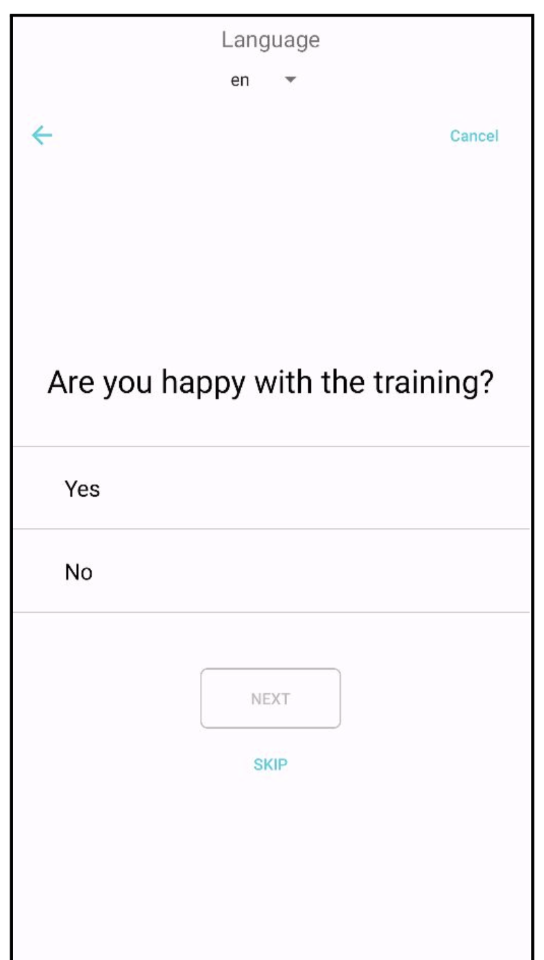 Mobile app question type Sabasi Support