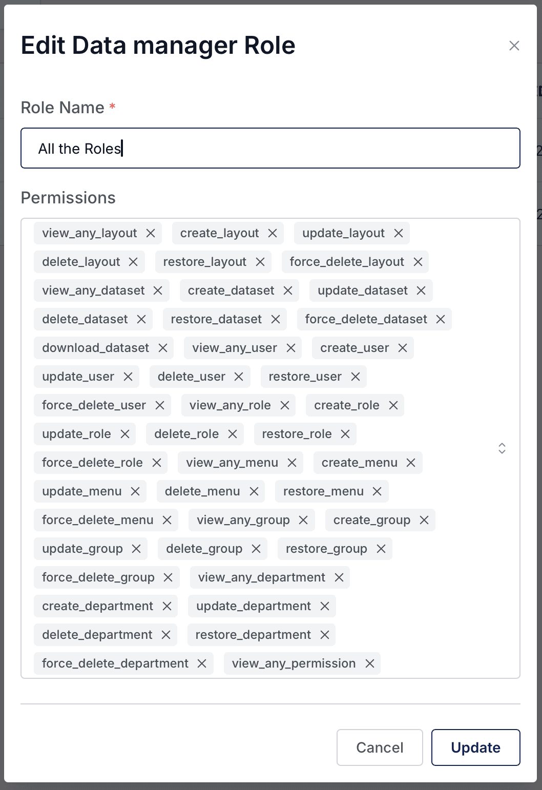 Sabasi Dashboard Roles Section